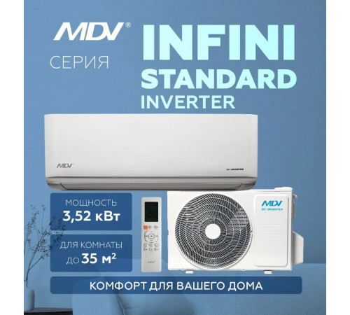 Кондиционер MDV INFINI Inverter MDSAG-12HRDN8/MDOAG-12HDN8 12000 BTU белый  A++