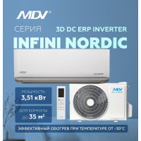 Кондиционер MDV INFINI Nordic Heat Pump MDSAN-12HRFN8/MDOAN-12HFN8 12000 BTU белый  A+++